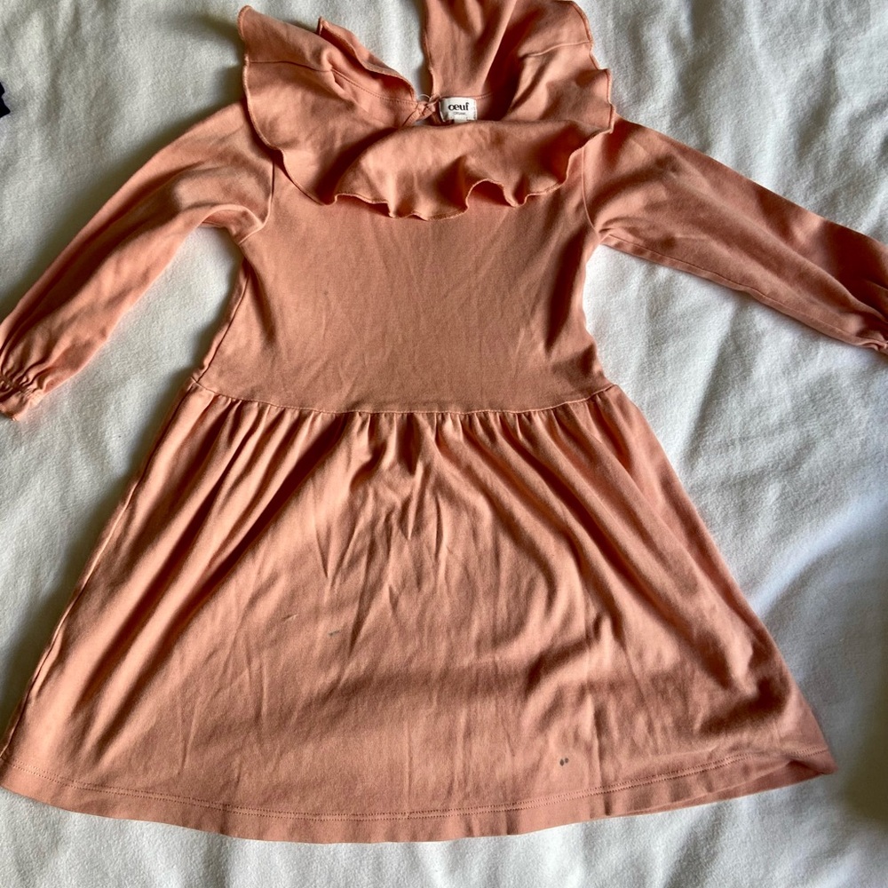 Oeuf Pink Cowl Neck Long Sleeve Sundress